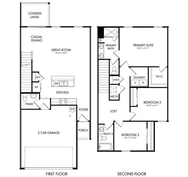 2D floor plan layout of this home in Parkside at Shearwater, St. Augustine, FL (Image 3).