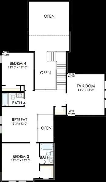 2D floor plan layout of this home in Pecan Square - Gardens, Northlake, TX (Image 3). 2D floor plan layout of this home in Pecan Square - Gardens, Northlake, TX (Image 3).