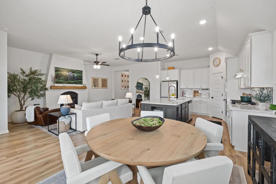 Dining Area looking towards Living Room and Kitchen