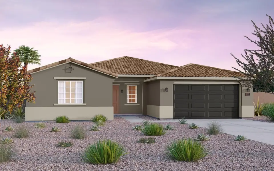 Representative exterior photo of a completed home built from the Lily by Brookfield Residential in Blossom Rock, Apache Junction, AZ (Image 2). Representative exterior photo of a completed home built from the Lily by Brookfield Residential in Blossom Rock, Apache Junction, AZ (Image 2).