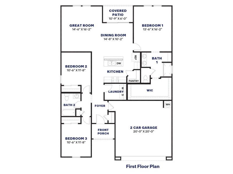 2D floor plan layout for the Denton by D.R. Horton in Quail Ranch, San Tan Valley, AZ (Image 3).