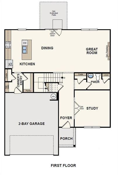2D floor plan layout of this home in Hawthorne Reserve, Dallas, GA (Image 4).