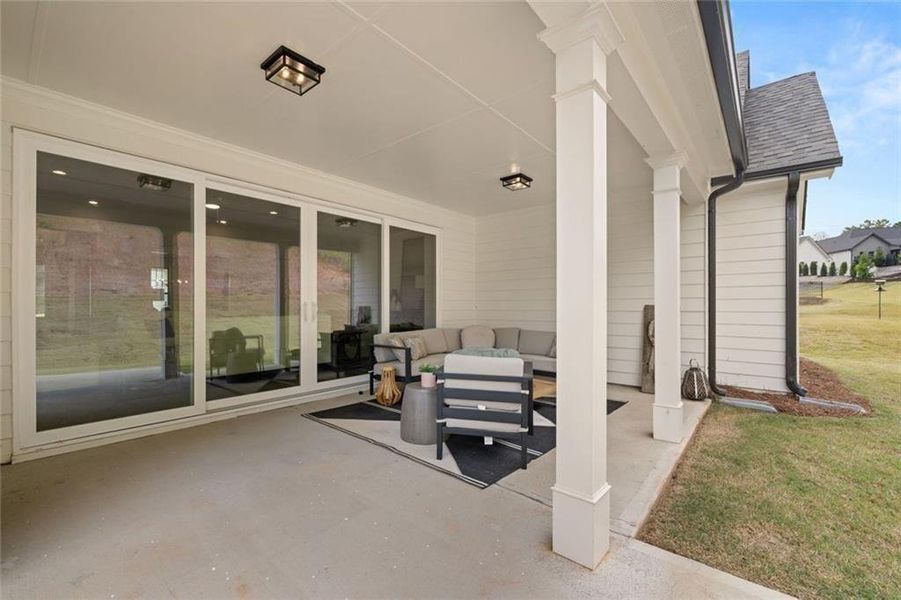 Exterior details and patio area of a home in Soleil Summit Chase, Snellville (Image 2). Exterior details and patio area of a home in Soleil Summit Chase, Snellville (Image 2).