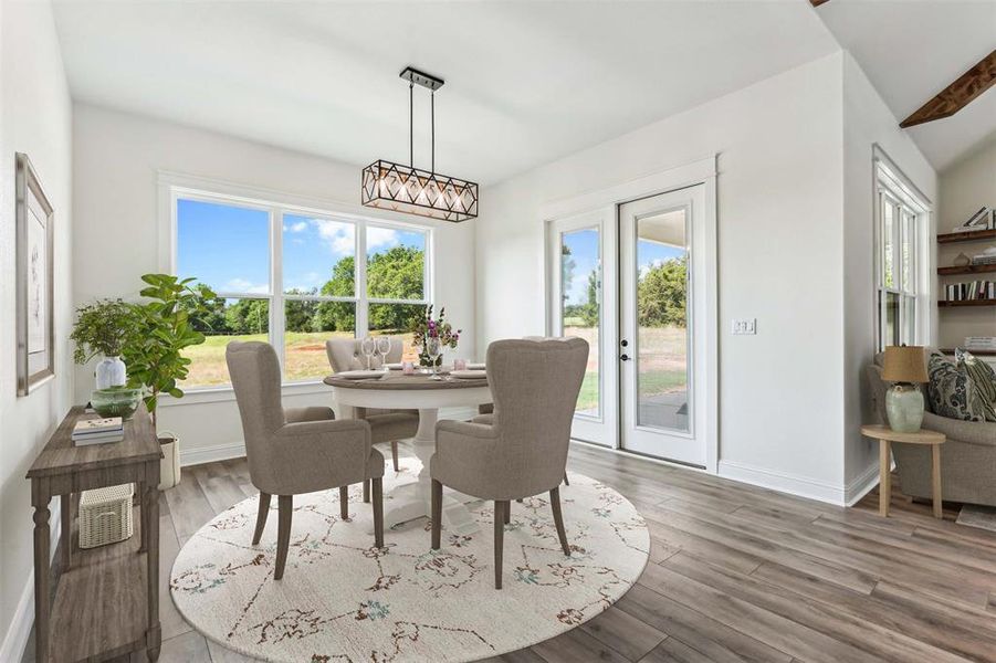 Virtually staged dining area