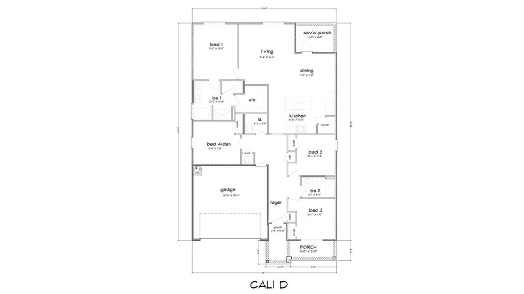 2D floor plan layout for the The Cali by D.R. Horton in Wesley Park, Crawfordville, FL (Image 5). 2D floor plan layout for the The Cali by D.R. Horton in Wesley Park, Crawfordville, FL (Image 5).