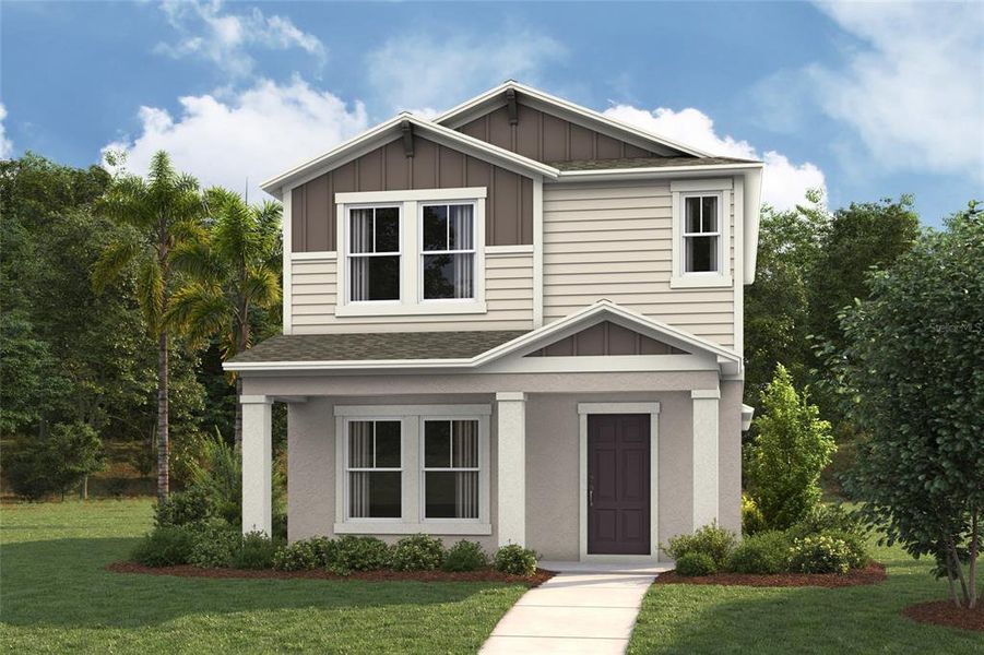 Front exterior of a new home in Pasadena Ridge, Zephyrhills, FL, highlighting curb appeal (Image 1). Front exterior of a new home in Pasadena Ridge, Zephyrhills, FL, highlighting curb appeal (Image 1).