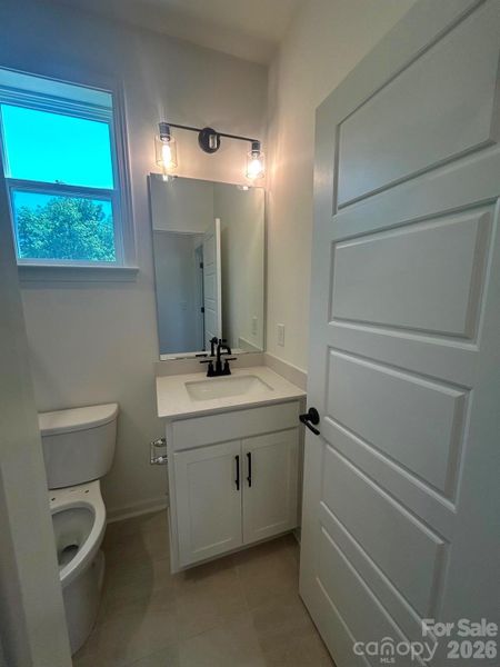 Full bathroom on first floor. Toilet seat and lid will be installed soon. Full bathroom on first floor. Toilet seat and lid will be installed soon.
