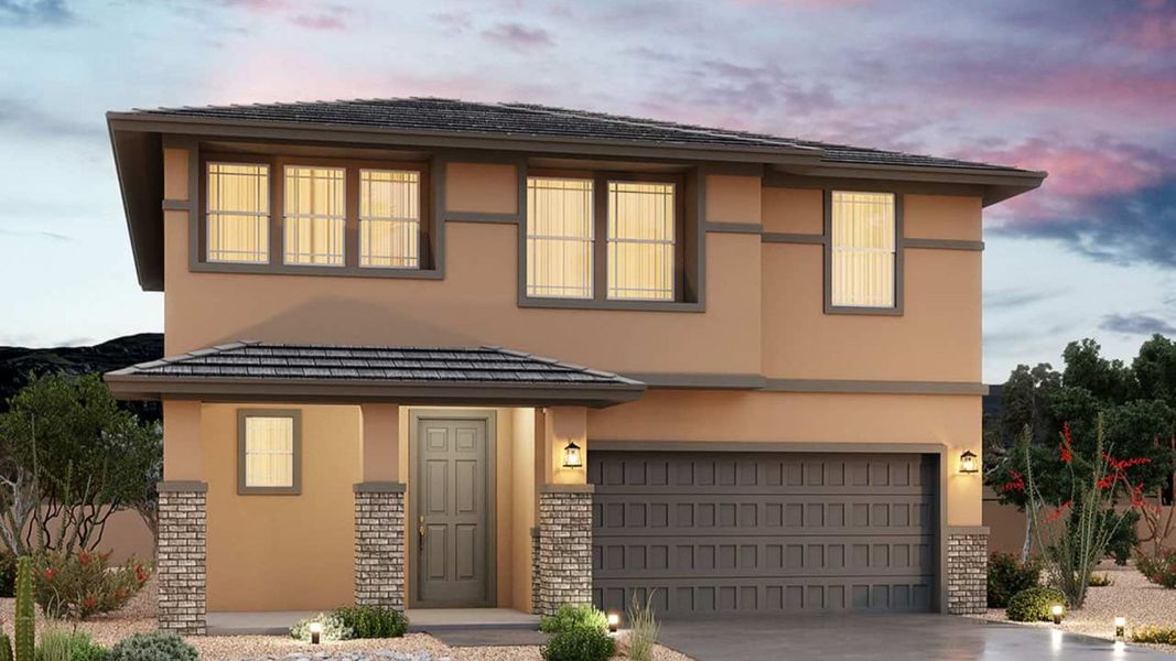 Representative exterior photo of a completed home built from the Lavender by Brightland Homes in Sienna Park, Buckeye, AZ (Image 5). Representative exterior photo of a completed home built from the Lavender by Brightland Homes in Sienna Park, Buckeye, AZ (Image 5).