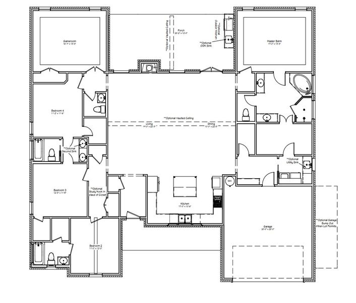 2D floor plan layout for the The Elizabeth by Reece Homes in Oakmont, Bryan, TX (Image 3).