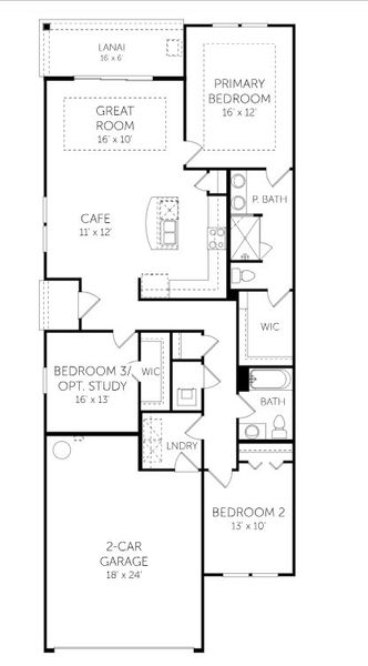 2D floor plan layout for the Madison - Villas by Dream Finders Homes in Brook Forest - Villas, St. Augustine, FL (Image 3). 2D floor plan layout for the Madison - Villas by Dream Finders Homes in Brook Forest - Villas, St. Augustine, FL (Image 3).