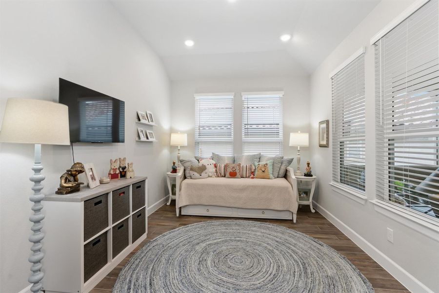 This is the study on the original floorplan, but the homeowner added solid french door to use this as an additional bedroom for family visits. This is the study on the original floorplan, but the homeowner added solid french door to use this as an additional bedroom for family visits.