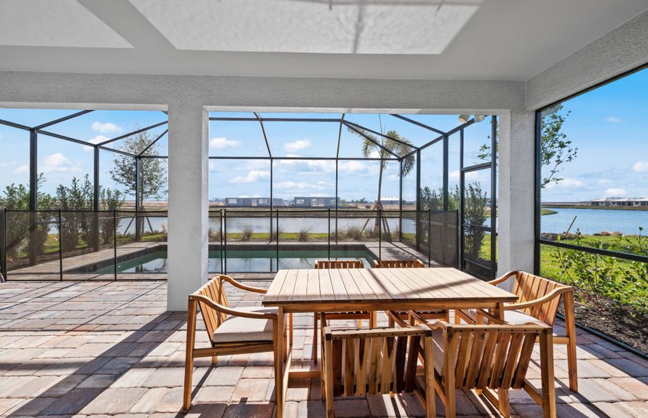 Screened-in lanai with water views
