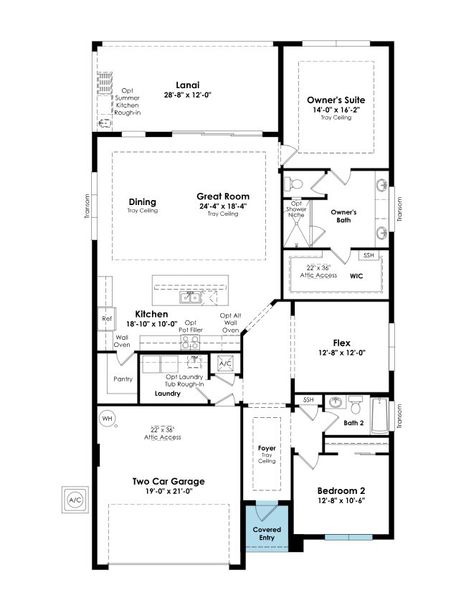 2D floor plan layout for the Jordan by Kolter Homes in Esprit at Avenir, Palm Beach Gardens, FL (Image 5).