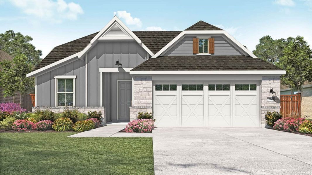 Representative exterior photo of a completed home built from the Palm by DRB Homes in Westside Preserve Premier, Midlothian, TX (Image 6).