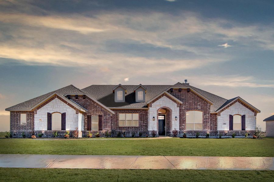 Elevation A with Stone | Concept 2797 at Hidden Creek Estates in Van Alstyne, TX by Landsea Homes