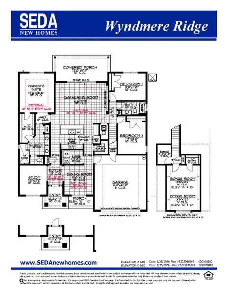 2D floor plan layout for the Wyndmere Ridge by SEDA New Homes in Sandy Ridge, Yulee, FL (Image 3).