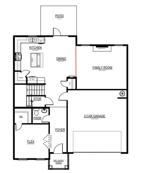 2D floor plan layout for the Ardmore by O'Dwyer Homes in Hickory Heights, Acworth, GA (Image 4).