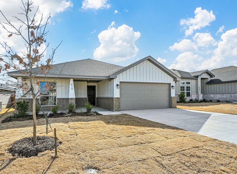 Representative exterior photo of a completed home built from the Cambria I by Cheldan Homes in Sunset Ridge, Keene, TX (Image 30). Representative exterior photo of a completed home built from the Cambria I by Cheldan Homes in Sunset Ridge, Keene, TX (Image 30).