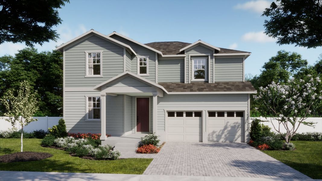 Representative exterior photo of a completed home built from the Finn by Risewell Homes in Cypress Bluff, Groveland, FL (Image 2). Representative exterior photo of a completed home built from the Finn by Risewell Homes in Cypress Bluff, Groveland, FL (Image 2).