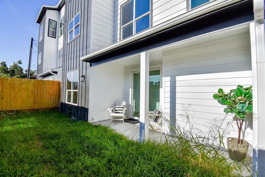 This patio gets lots of natural light, which makes it a great place to relax and enjoy the outdoors.