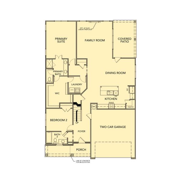 2D floor plan layout for the Fieldcrest by Kerley Family Homes in Pevensie Manor, Powder Springs, GA (Image 3).