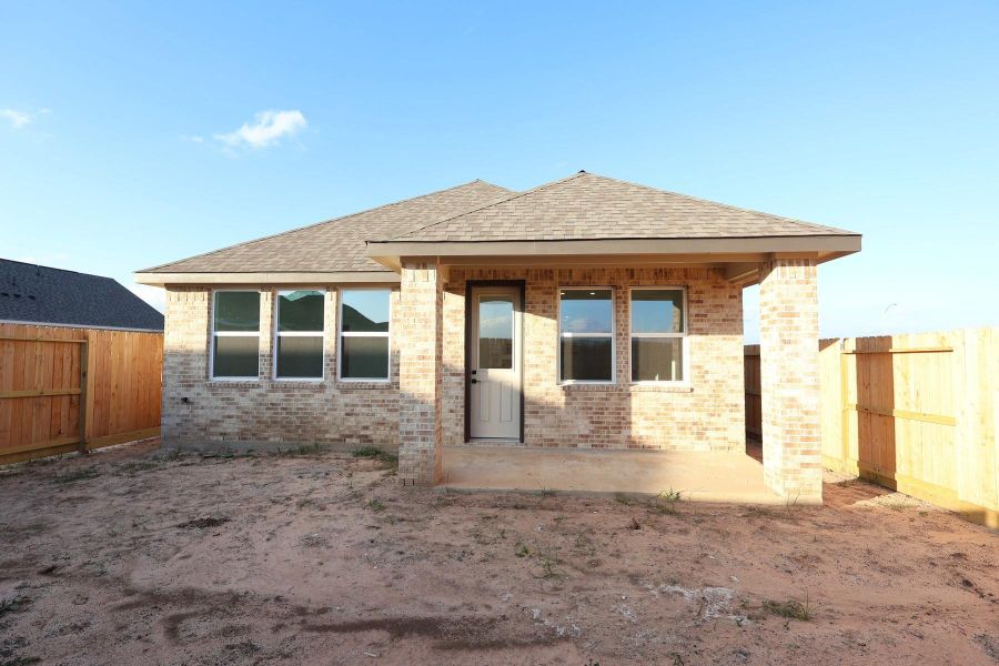 Covered patio in backyard