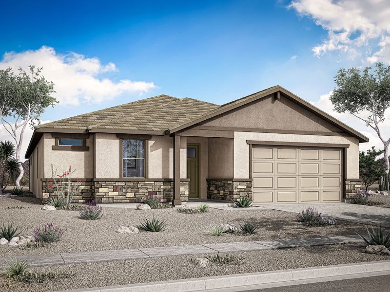 Representative exterior photo of a completed home built from the Flint by Mattamy Homes in Bella Vista Farms, Queen Creek, AZ (Image 2). Representative exterior photo of a completed home built from the Flint by Mattamy Homes in Bella Vista Farms, Queen Creek, AZ (Image 2).