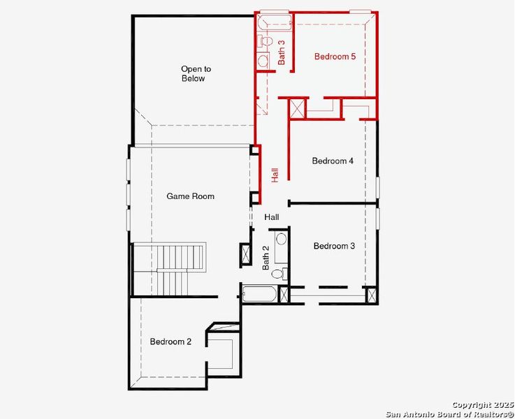 2D floor plan layout of this home in Mayfair, New Braunfels, TX (Image 2).