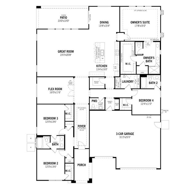 2D floor plan layout of this home in Empire Pointe, Queen Creek, AZ (Image 2). 2D floor plan layout of this home in Empire Pointe, Queen Creek, AZ (Image 2).