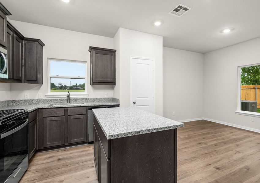 The kitchen of the Sabine has beautiful wood cabinetry. The kitchen of the Sabine has beautiful wood cabinetry.