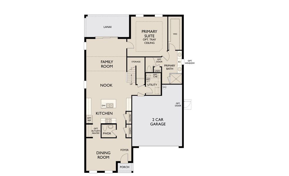 2D floor plan layout for the Tuttle by Ashton Woods in Oakfield Trails Traditional, Parrish, FL (Image 3).