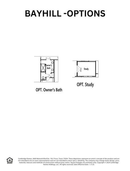 2D floor plan layout for the Bayhill by Cambridge Homes in Lake Park, Rowlett, TX (Image 6).