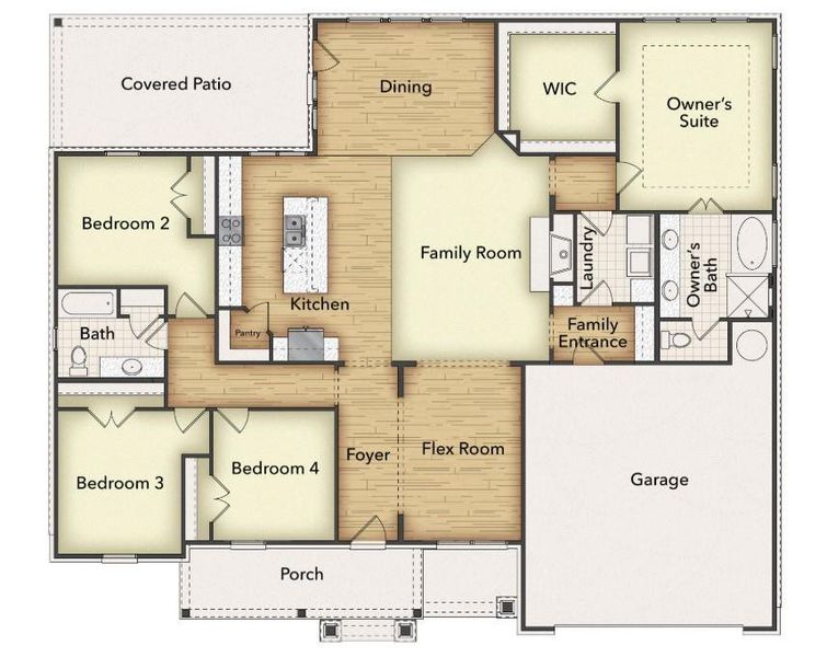 2D floor plan layout of this home in Oak Grove Addition, Springtown, TX (Image 3). 2D floor plan layout of this home in Oak Grove Addition, Springtown, TX (Image 3).