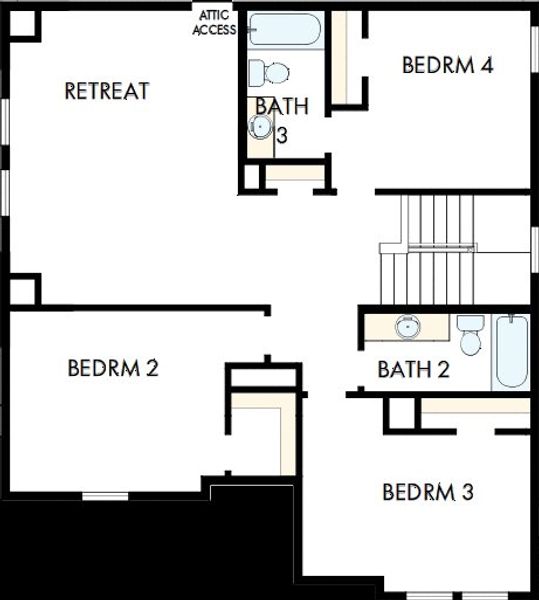 2D floor plan layout of this home in Mayfair - Select Classic Series, New Braunfels, TX (Image 3).