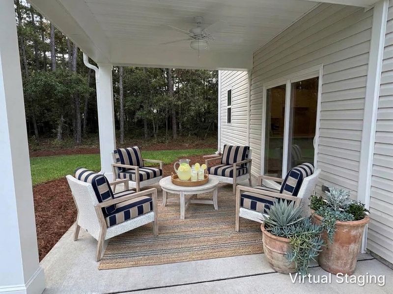 Exterior details and patio area of a home in Parkwood Estates, Leland (Image 24).