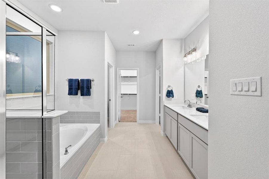 Furnished interior view inside a new home in Lily Creek at Sutton Fields, Aubrey (Image 12).