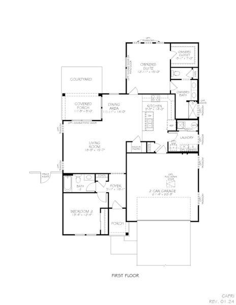 2D floor plan layout for the Capri by Epcon Communities in Lakeside at Millican Reserve, College Station, TX (Image 23).
