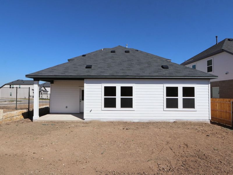Exterior details and patio area of a home in Cascades at Onion Creek, Austin (Image 2). Exterior details and patio area of a home in Cascades at Onion Creek, Austin (Image 2).