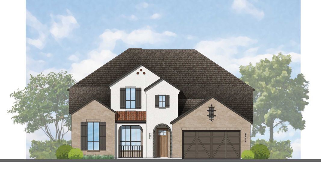 Representative rendering of the exterior for the Sheffield Plan by Highland Homes (Image 26). Representative rendering of the exterior for the Sheffield Plan by Highland Homes (Image 26).