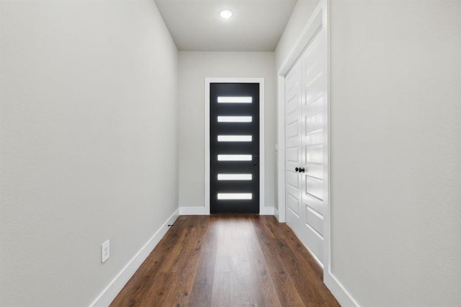 Entryway featuring dark hardwood / wood-style flooring