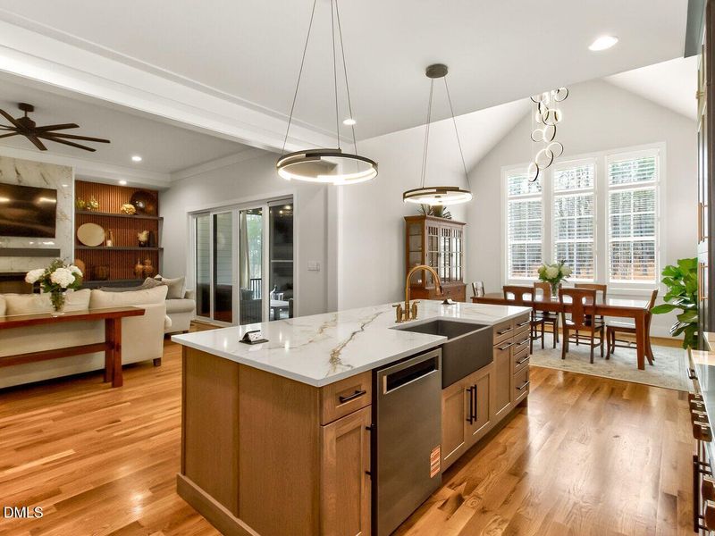 Kitchen To Family Room & Dining Room