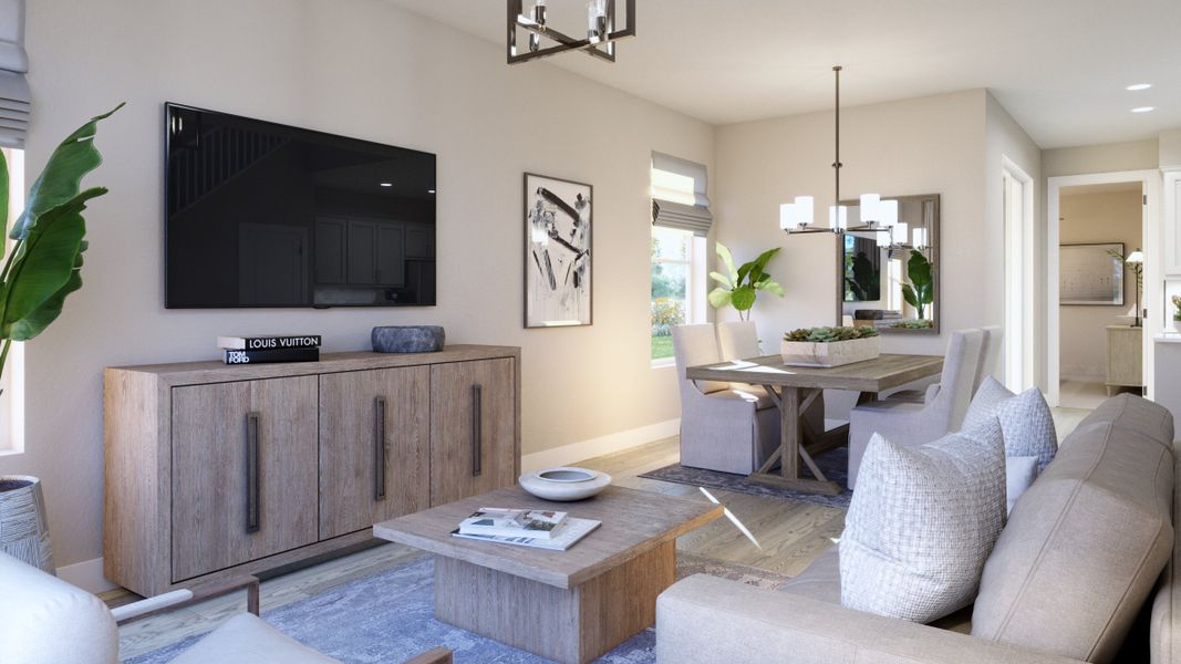 Representative furnished interior of a home built from the Overlook by Risewell Homes in Cypress Bluff, Groveland (Image 3).