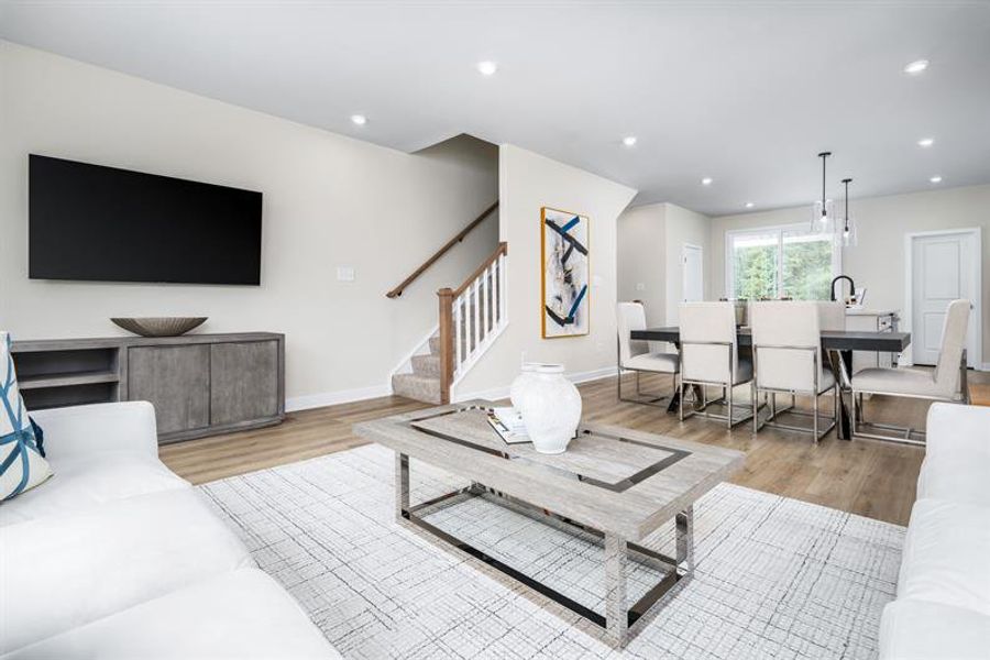 Representative furnished interior of a home built from the Schuman by Ryan Homes in Stowe Branch Townhomes, Charlotte (Image 11).