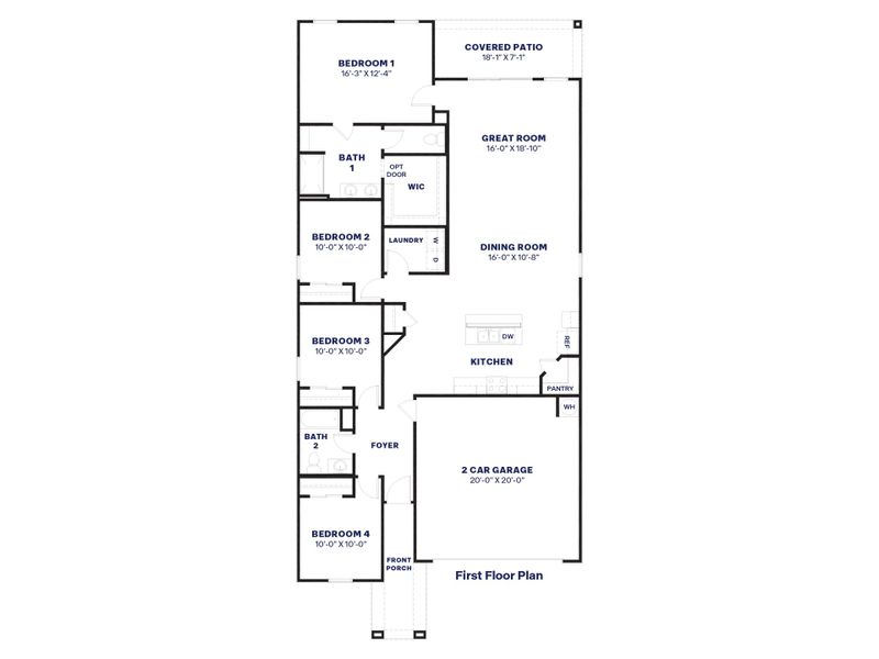 2D floor plan layout for the Gaven by D.R. Horton in Upper Canyon, Phoenix, AZ (Image 5).