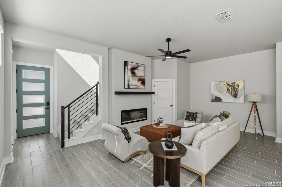 Furnished interior view inside a new home in Centero at Stone Oak, San Antonio (Image 7). Furnished interior view inside a new home in Centero at Stone Oak, San Antonio (Image 7).