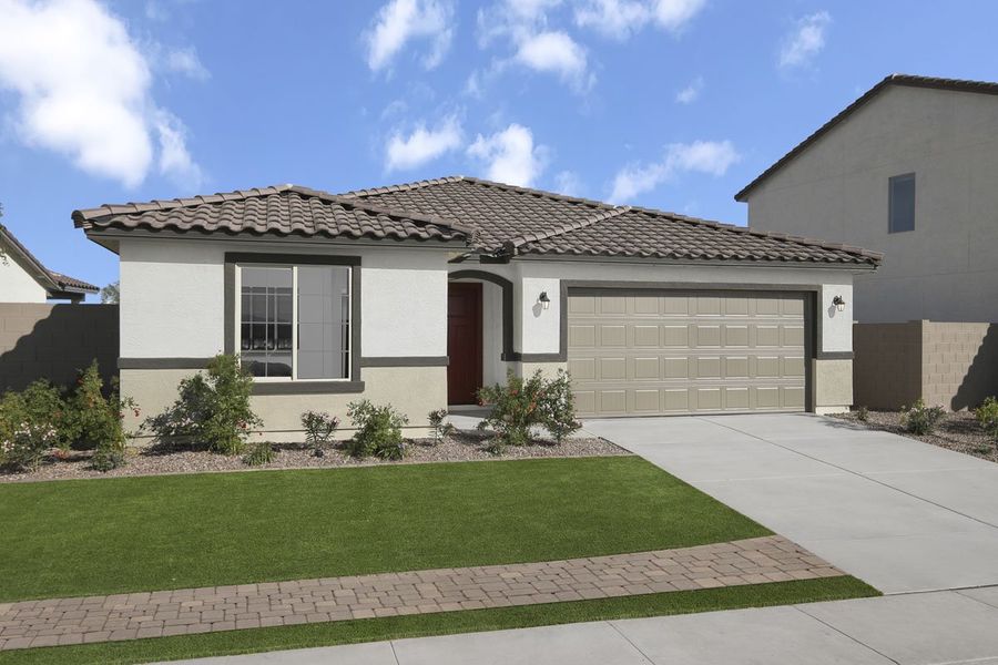 Representative exterior photo of a completed home built from the 2014 Modeled by KB Home in Skyline Village Enclaves, San Tan Valley, AZ (Image 13). Representative exterior photo of a completed home built from the 2014 Modeled by KB Home in Skyline Village Enclaves, San Tan Valley, AZ (Image 13).