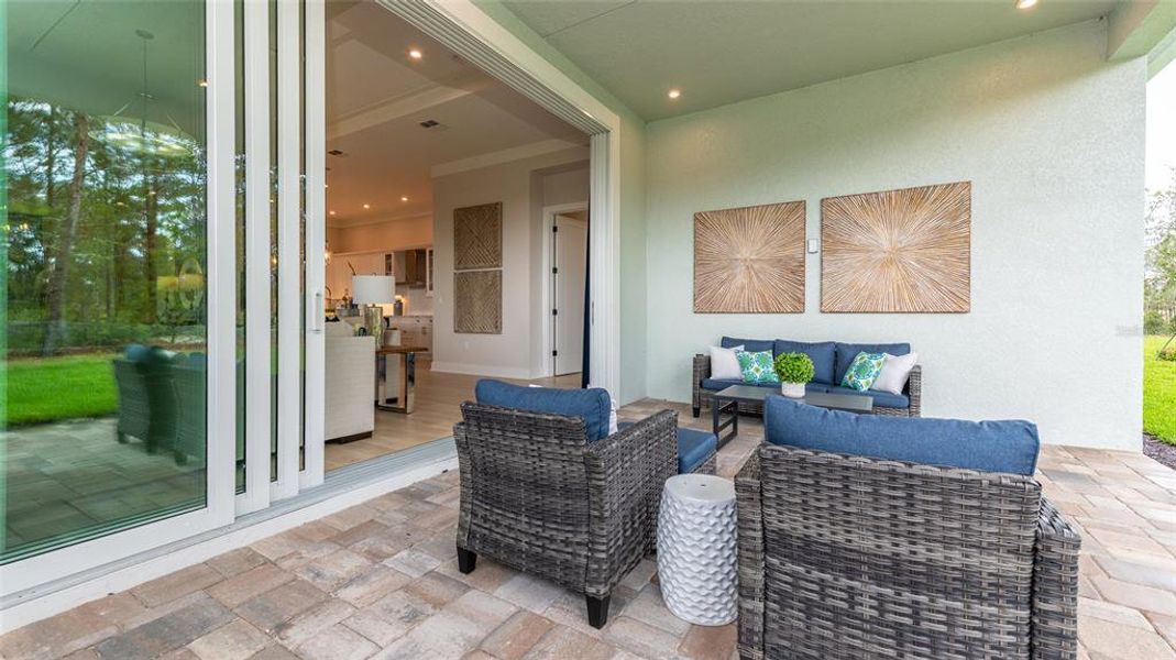 Exterior details and patio area of a home in The Reserve at Victoria, Deland (Image 3). Exterior details and patio area of a home in The Reserve at Victoria, Deland (Image 3).