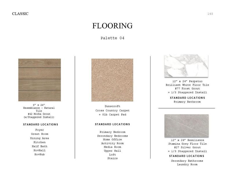 Classic Look Palette 4: Flooring Selection Sheet (*Artist rendering used for illustration purposes only.)