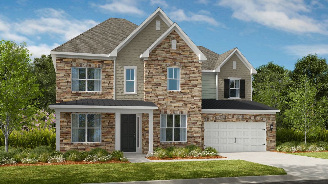 Representative exterior photo of a completed home built from the Essex II by Taylor Morrison in Stafford at Langtree, Mooresville, NC (Image 1).