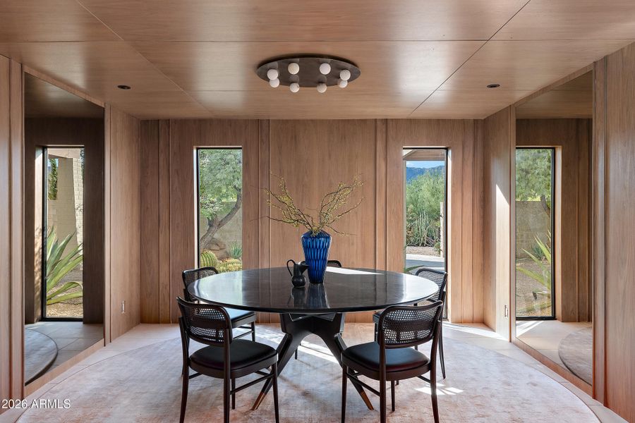 Dining room w/custom walnut paneling
